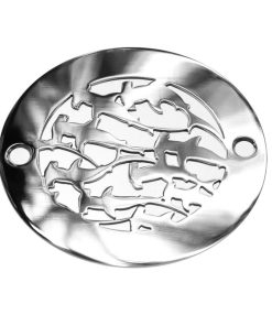 Sharks, 4 Inch Round Shower Drain, Polished Stainless