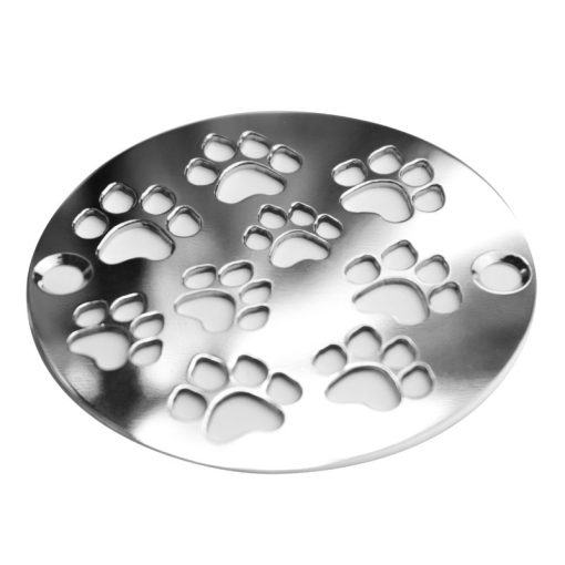 Dog Paws Round shower Drain, Polished Stainless