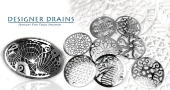 Designer Drains group Photo of round shower drains