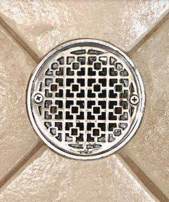 Geometric No. 1 round shower drain polished stainless steel install