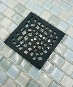 Trendline square drain with matte black finish.