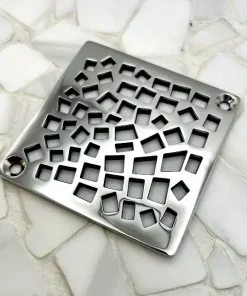 schluter random squares polished stainless steel white rocks tile