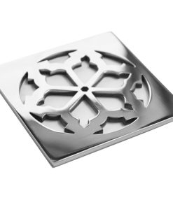 Classic Motif No. 3, Square Shower Drain Cover, Polished Stainless_Designer Drains