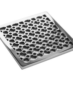 Square Shower Drain Cover, Ebbe E440 Replacement, Architecture No. 5, Polished Stainless