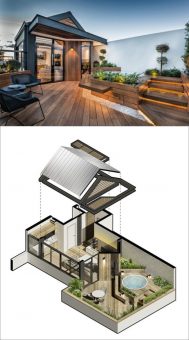 modern wood rooftop deck