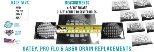 Measure 4.1875 inch square shower drains