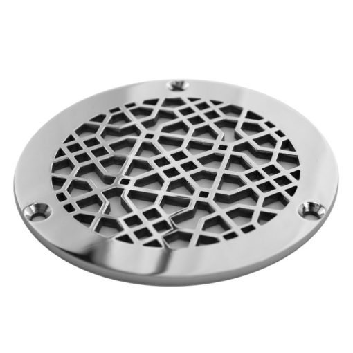 Architecure Moresque No. 1, 5 Inch Round Shower Drain Cover, Polished Stainless, Replacement for Zurn_Designer Drains