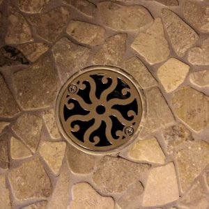 3.25 Inch Round Shower Drain Cover | Classic Eight Scrolls, oil rubbed bronze