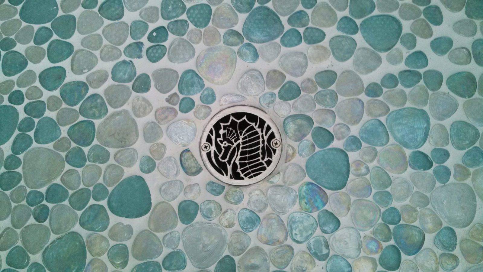 3.25 Inch Round Shower Drain Cover Oceanus Seahorse