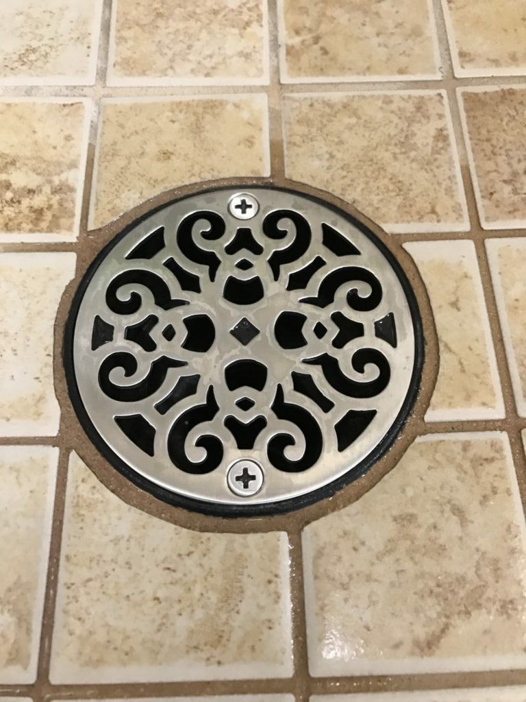 3.25 Inch Round Shower Drain Cover | Classic Scrolls No. 4