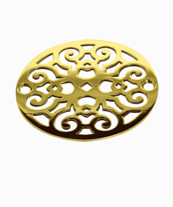3.25 Inch Round Shower Drain Cover,Classic scrolls no.4, polished brass finish
