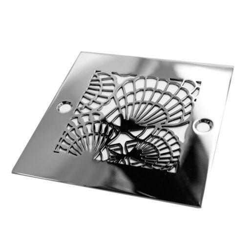 Replacement Shower Drain Cover - 4 Inch Square Shower Drain Replacement - Designer Drains Sea Shells