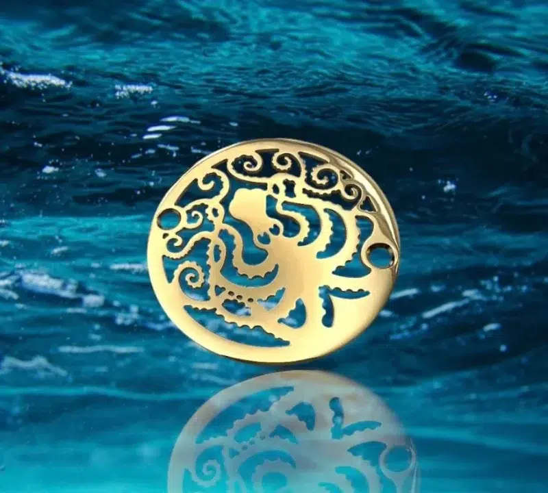 Octopus 3.25 round shower drain polished brass