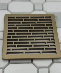 Roman Bricks square shower drain in Champagne Bronze