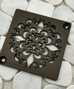 Square drain with oil rubbed bronze finish.