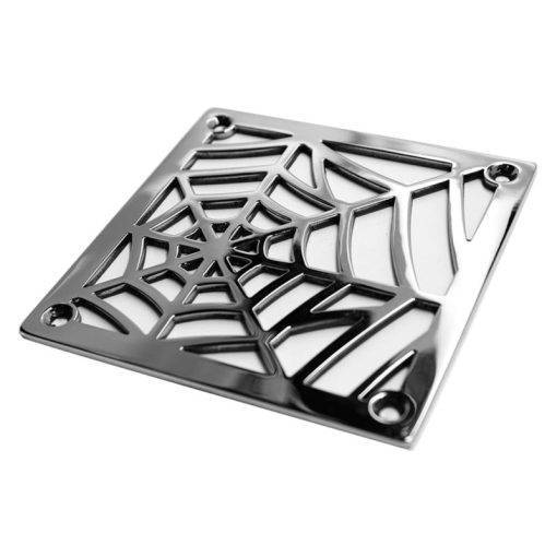 Nature spider web shower drain cover polished stainless steel by Designer Drains