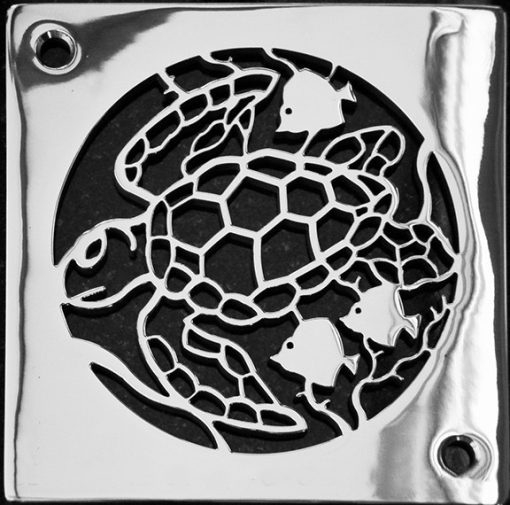 Square Shower Floor Drain Cover, Replacement For Schluter, Sea Turtle