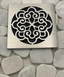 Classic Motif No. 6 shower drain cover, made to fit EBBE, brushed stainless steel by Designer Drains