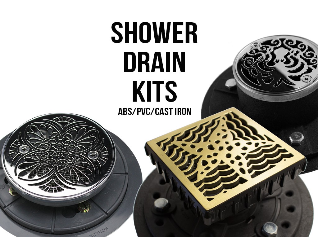 Shower Drain Kits - Hot Mop Cast Iron, PVC, ABS, Full Shower Drain Assembly Kit