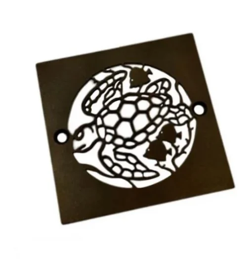 Turtle 4-Inch Square Shower Drain Cover oil rubbed bronze by Designer Drains