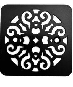 Classic-Scrolls-No.-4-Kohler-K-9136-Square-replacement-cover-matte-black_Designer-Drains