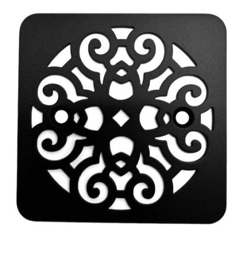 Classic-Scrolls-No.-4-Kohler-K-9136-Square-replacement-cover-matte-black_Designer-Drains