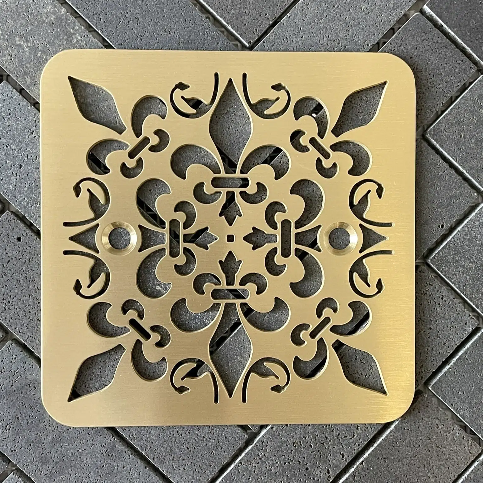 Shower Drain Cover, Square Replacement Cover for Kohler k-9136, Fleur De Lis Design