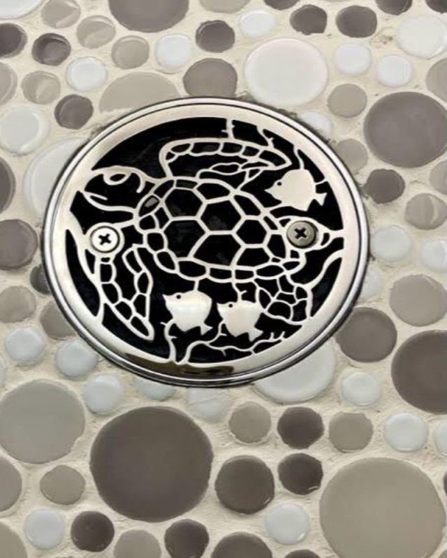 Turtle K-9135 Polished Stainless on tile Designer Drains