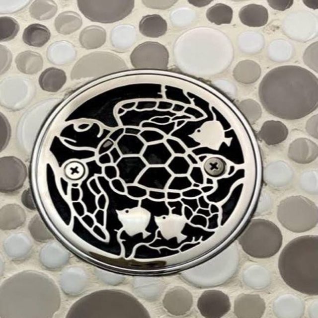 Turtle K-9135 Polished Stainless on tile Designer Drains