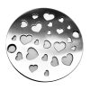 3.25" Inch Round Shower Drain heart Design in Brushed by Designer Drains