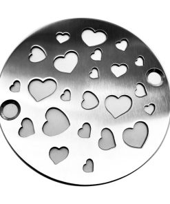 3.25" Inch Round Shower Drain heart Design in Brushed by Designer Drains