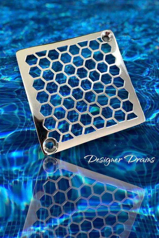 Square Shower Drain Cover, Replacement for Schluter-kerdi, Geometric Design  by Designer Drains 