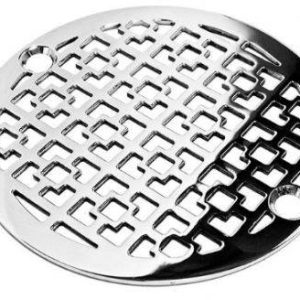Geometric Squares No. 1 round shower drain cover made of stainless steel by Designer Drains