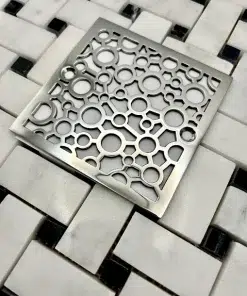 Square drain in Polished stainless steel finish.