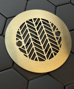 Geometric Wheat No. 2 round shower drain brushed brass