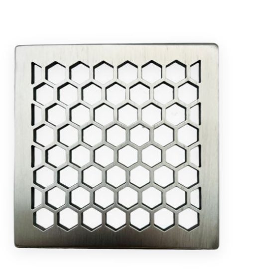 Honeycomb-Ebbe-Drain-Cover-Brushed-Stainless_Designer-Drains