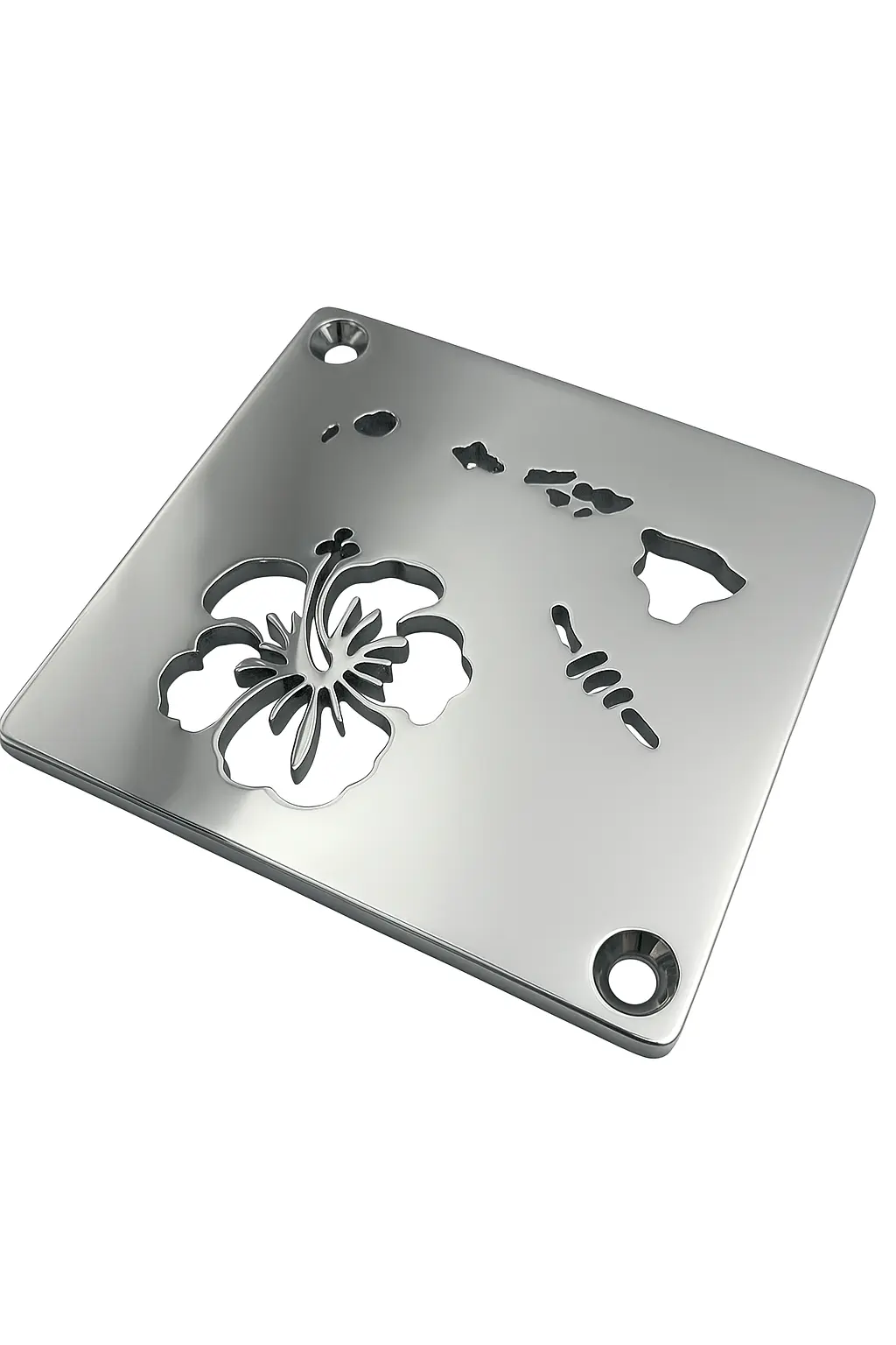 Square drain in Polished stainless steel finish.