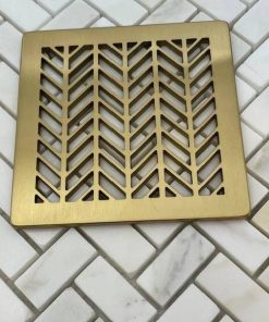 Geometric Wheat No. 2 Shower drain cover brushed brass