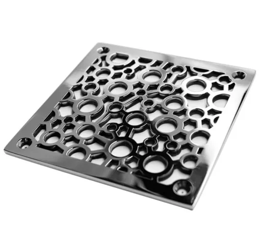 Nature Bubbles square shower drain made to fit Zurn. Polished stainless steel