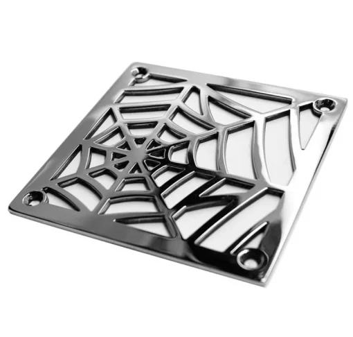 Spiderweb square shower drain polished stainless steel