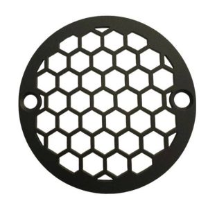 Honeycomb 3.25-inch round shower drain matte black