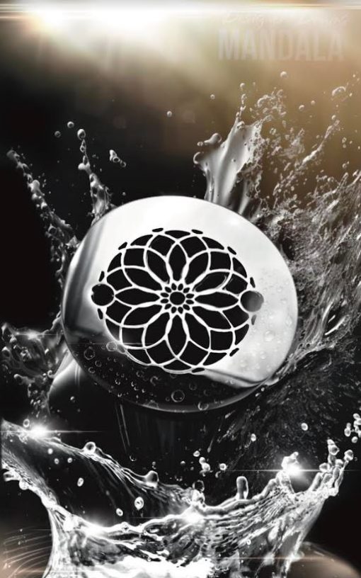 Mandala 4.25 round shower drain polished stainless steel in water