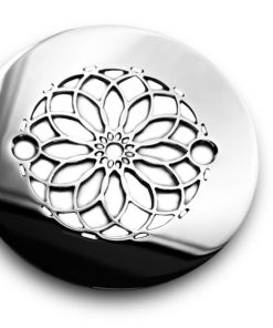 Mandala 4.25 inch round shower drain Mandala Design Polished Stainless Steel