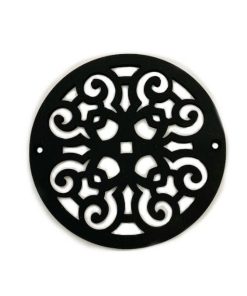4-Inch-Outdoor-Pool-and-Patio-Drain-Cover-Classic-Scrolls-No.-4-Matte-Black