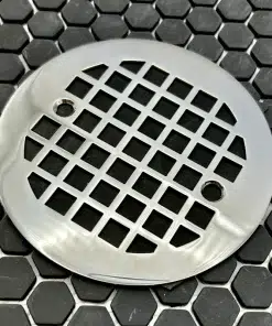 4.25 round geometric squares 7 in polished stainless steel finish on black tile