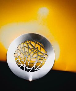 Almond Leaves 4.25 Round Shower Drain Brushed Stainless Designer Drains