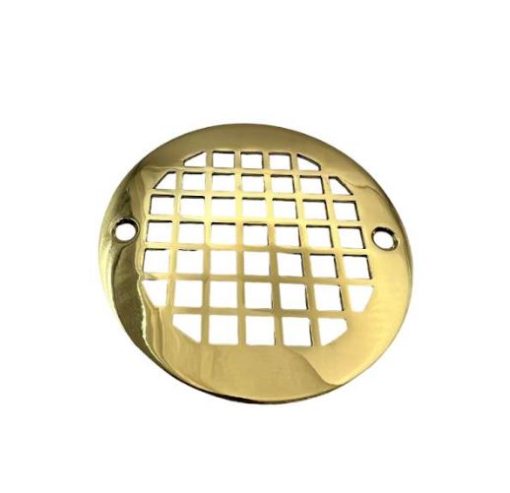 Geometric-No.-7-4-inch-round-polished-brass_Designer-Drains.