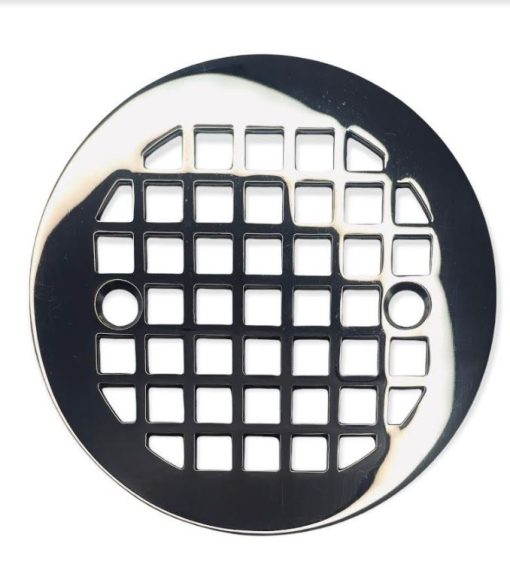 Geometric No. 7, 4.25 round shower drain cover, polished stainless steel by Designer Drains
