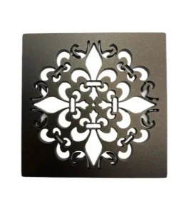 Fleur De Lis square shower drain cover in a oil rubbed bronze finish.