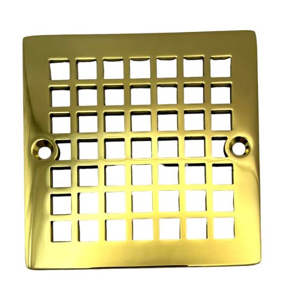 Watercourse BSF4262PN 4-Inch Square Grid Shower Drain with Hair Catcher,  Polished Nickel